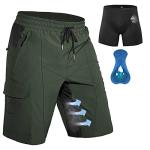 Hiauspor Men's Padded Mountain Bike Shorts – XL Green