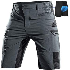 Cycorld Men's Padded Mountain Bike Shorts, Grey