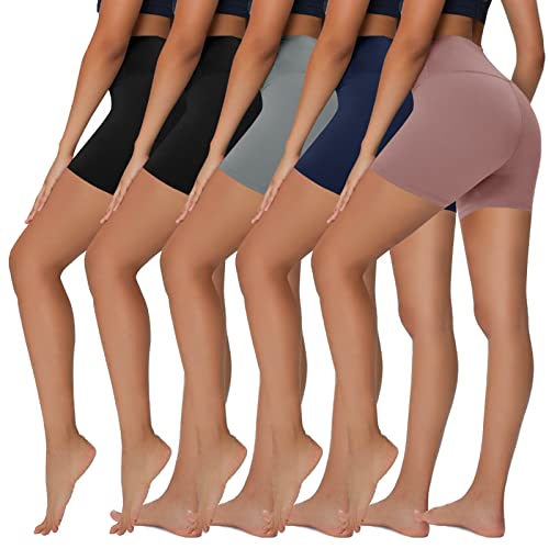 Sundwudu Women's High Waist Biker Shorts - 5 Pack