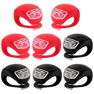 8 Pack Bicycle Light, Silicone LED Bike Light Set, 4 PCS Bike Headlight and 4 Pcs Taillight (Red & White)-Multi-Purpose Waterproof Bike Light
