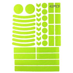 42Pcs Green Reflective Stickers for Bikes and Helmets