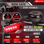 BLITZU Rechargeable Bike Lights Set with Bell