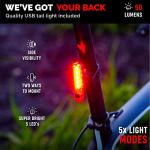 300 Lumens USB Rechargeable Bike Light with Tail Light