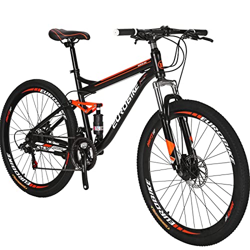 EUROBIKE Mountain Bike,21 Speed Full Suspension Mens Mountain Bike, 27.5" Men's or Women Bicycle,27.5 Mountain Bikes for Adult (Aluminum-Alloy Rims)