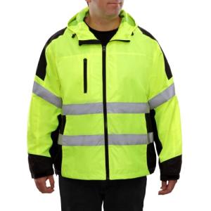 High Visibility Lime Hooded Windbreaker Jacket