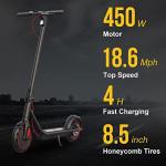 450W Electric Scooter with 19mph Speed and Solid Tires