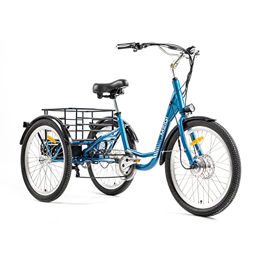 Electric Tricycle with Removable Battery and Cargo Basket