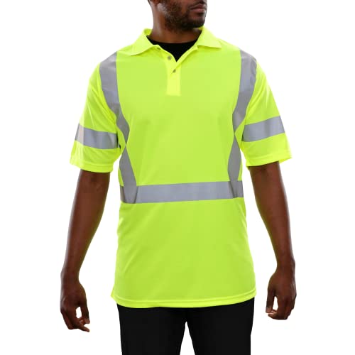 High Visibility Reflective Cycling Polo Shirt - Lime XL