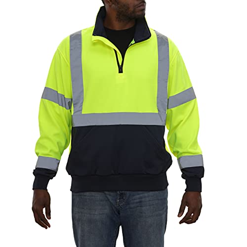 High Visibility 2-Tone Cycling Sweatshirt, Lime/Navy, Large