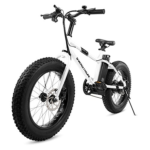 Swagtron Bandit Trail E-Bike, Dual Disc Brakes, White, 20