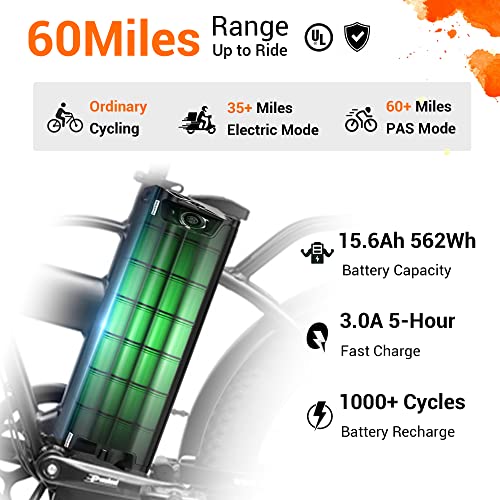 KBO Flip Folding Electric Bike: 60Mi Long Range, 500W