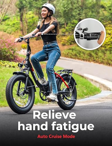 Hipeak 750W Electric Bike for Adults, Ebike 48V/15Ah, 20" x 4.0" Fat Tires Electric Bike Folding Ebikes with Removable Battery, Foldable Adults Electric Bicycles Front Suspension