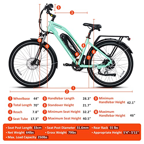 ADDMOTOR Electric Bike with Removable Battery - Cyan Green