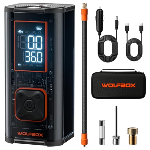 WOLFBOX 12000mAh Portable Tire Inflator Air Compressor
