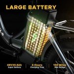 CBVELO 1000W Folding Electric Bike, 48V 20AH Large Removable Battery E Bike, 30+MPH, 80 Miles Max Range, 20" Fat Tire Electric Bike for Adults, Adult Electric Bicycles for Long Commutes