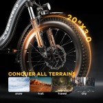 CBVELO 1000W Folding Electric Bike, 48V 20AH Large Removable Battery E Bike, 30+MPH, 80 Miles Max Range, 20" Fat Tire Electric Bike for Adults, Adult Electric Bicycles for Long Commutes