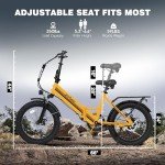ACTBEST Speedy-ST Electric Bike for Adults, 20" Fat Tire Folding Electric Bicycle,Peak 750W, 40Miles Step-Through Ebike, 10.4Ah UL2849 Built-in Battery Ebikes with Fork Suspension,Yellow1