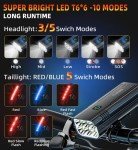 2025 New 6 LED 9500 Lumen Super Bright Bike Lights for Night Riding,360°Rotatable Bike Headlight,Bicycle Light-10 Modes,Runtime 36+ hrs,Upgrade Waterproof USB Rechargeable Bike Light,with Taillight
