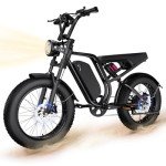 Electric Bike for Adults, 1500W 20" Fat Tire Ebike 52V 20Ah Removable Battery 30MPH 60 Miles Electric Bike Full Suspension Fork for Snow, Mountains, All-Terrain Moped Style Electric Bicycle(Black)