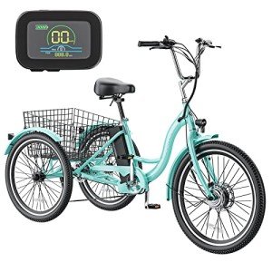 MOPHOTO Electric Trike, 7 Speeds Electric Tricycle for Adult, 350W 36V 3 Wheel Electric Bikes, Motorized Tricycle Adult Electric Three Wheels Bicycle for Senior