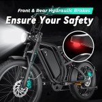 Electric Bike for Adults, 1500W 20" Fat Tire Ebike 52V 20Ah Removable Battery 30MPH 60 Miles Electric Bike Full Suspension Fork for Snow, Mountains, All-Terrain Moped Style Electric Bicycle(Black)