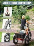 Electric Tricycle for Adult, 110 Miles Range, 500 LB Load, 20'' Fat Tire Electric Trike with Large Basket, Rear Differential, 48V/15Ah&18Ah Battery, 750W Motor for Sand Road, City Road (Husky- Red)