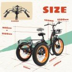 ECOTRIC Electric Tricycle for Adults,Fat Tire 750W 48V 22.4AH Removable Battery, 7 Speeds Adult Electric Tricycle with Basket