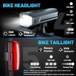 APECYC Bike Lights Front and Back, 1200 Lumen Bicycle Light for Night Riding, Rechargeable USB-C Strong Brightness Bike Headlight with Tail Light with 4+5 Light Modes for Cyclists and Commuters