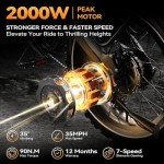 Foldable Electric Bike for Adults, 2000W Peak Motor Ebike, 48V 25AH Removable Battery, 20"x4.0" Fat Tires 35MPH Dirt Bike, 100 Miles Hydraulic Disc Brake Magnesium alloy Frame Folding Mountain Bicycle