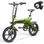 Electric Bike for Adults, 16" Folding 400W(750W Peak) Motor Ebike with Removable 15AH 540WH Battery, 50-60 Miles Max Range, 20MPH Max Speed, Magnesium Alloy Dual Disc Brakes City Commuter Bicycle