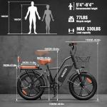 20" Fat Tire Folding Electric Bike, 1000W Motor
