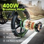 Electric Bike for Adults, 16" Folding 400W(750W Peak) Motor Ebike with Removable 15AH 540WH Battery, 50-60 Miles Max Range, 20MPH Max Speed, Magnesium Alloy Dual Disc Brakes City Commuter Bicycle