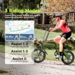 Electric Bike for Adults, 16" Folding 400W(750W Peak) Motor Ebike with Removable 15AH 540WH Battery, 50-60 Miles Max Range, 20MPH Max Speed, Magnesium Alloy Dual Disc Brakes City Commuter Bicycle