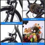 PhoenixCrest 26 Inch 3 Wheel Folding Electric Bicycle for Adults Electric Tricycle with Basket, 36V Removable Battery, 250W Brushless Motor, 7 Speed Ebike Trike (Dark Gray)