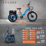 3SCORE Electric Fat Trike 750W Motor and 48V Lithium Rechargeable Battery - Foldable Electric Tricycle - Etrike 24 Inch Fat Tire (Royal White 1 X Battery Pack, Fat Tire)