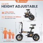 Gyrocopters Rizz Electric Bike for Adults/Teens | UL2849 Safe Folding Ebike | Peak 400W Brushless Motor 14*2 Inch Tire | Speed upto 15.5mph Range upto 34miles Light E-bike SMART ANTI-THEFT GPS TRACKER