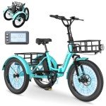 MOONCOOL Electric Tricycle Folding Trike for Adults 500W 48V Removable Battery 20 Inches 3 Wheels Electric Bikes Bicycle for Adults, Three Wheel Electric Cruiser Tricycle