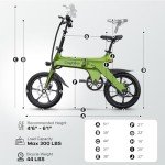 Electric Bike for Adults, 16" Folding 400W(750W Peak) Motor Ebike with Removable 15AH 540WH Battery, 50-60 Miles Max Range, 20MPH Max Speed, Magnesium Alloy Dual Disc Brakes City Commuter Bicycle