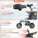Gyrocopters Rizz Electric Bike for Adults/Teens | UL2849 Safe Folding Ebike | Peak 400W Brushless Motor 14*2 Inch Tire | Speed upto 15.5mph Range upto 34miles Light E-bike SMART ANTI-THEFT GPS TRACKER