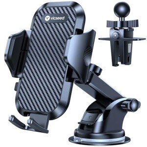 VICSEED [Ture Strongest Suction Military-Grade Sturdy Universal Phone Holders for Your Car Dashboard Windshield Vent Cell Phone Mount Truck Boat Cradle for iPhone, Android, All Smartphones