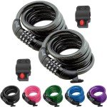 Lumintrail Combination Bike Lock Cable - 4 Feet Bike Locks 2 Pack Heavy Duty Anti Theft with Combinations - Bike Cable Lock Combination with Mounting Bracket (2 Pack, Black)