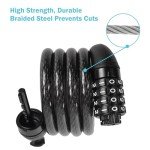Lumintrail Combination Bike Lock Cable - 4 Feet Bike Locks 2 Pack Heavy Duty Anti Theft with Combinations - Bike Cable Lock Combination with Mounting Bracket (2 Pack, Black)