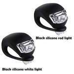 Malker Bicycle Light Front and Rear Silicone LED Bike Light Set Headlight and Taillight,Waterproof &Safety Road,Mountain Bike Light,Batteries Included(Black Silicone, 2pcs white and 2pcs red light)