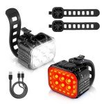 WORKPRO Bike Lights Set [8+13 Modes], Rechargeable Bicycle Light Set Ultra Bright, IP65 Waterproof Bike Lights for Night Riding, 1200mAh Bike Headlight and Tail Light Reflectors, Black