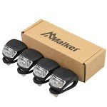 Malker Bicycle Light Front and Rear Silicone LED Bike Light Set Headlight and Taillight,Waterproof &Safety Road,Mountain Bike Light,Batteries Included(Black Silicone, 2pcs white and 2pcs red light)