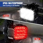 WORKPRO Bike Lights Set [8+13 Modes], Rechargeable Bicycle Light Set Ultra Bright, IP65 Waterproof Bike Lights for Night Riding, 1200mAh Bike Headlight and Tail Light Reflectors, Black