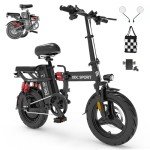 DDC SPORT Folding Electric Bike, Electric Bicycle with 48V 20AH Removable Battery, Folding Electric Bike for Adults Teens,14'' Ebike Urban City with 700W Motor, 10 Shock Absorptions