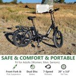 VITILAN U3 Foldable Electric Bike - 750W Adult E-Bike, 624Wh Removable Battery, Max 28Mph Step Thru E Bike for Women, Folding Fat Tire Ebikes for Adults with Dual Suspension 7-Speed (Black)