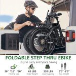 VITILAN U3 Foldable Electric Bike - 750W Adult E-Bike, 624Wh Removable Battery, Max 28Mph Step Thru E Bike for Women, Folding Fat Tire Ebikes for Adults with Dual Suspension 7-Speed (Black)