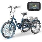 DoCred Electric Tricycle for Adults, 7 Speeds 3 Wheel Electric Bike with 36V Removable Battery for Men Women Senior, 350W Adult Electric Cruiser Tricycle Trike with Large Basket